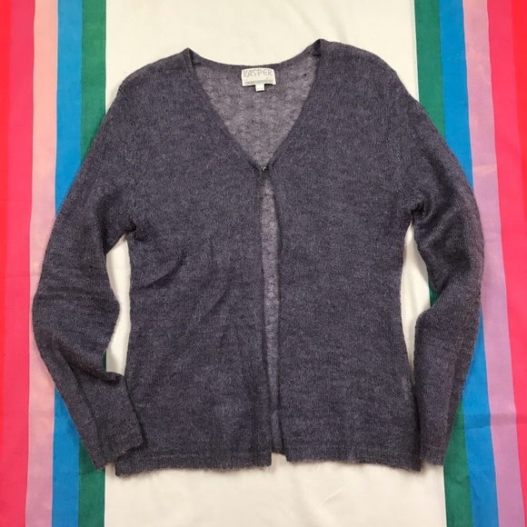 Vintage 90s Y2K Sheer Purple Knit Cardigan - Picture 1 of 6